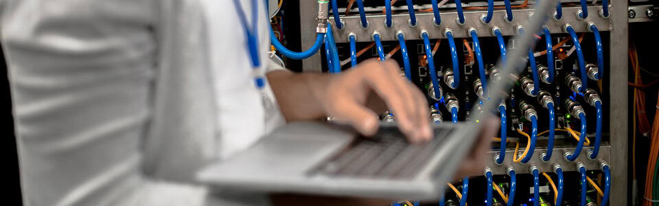 Man Managing Supercomputer Servers