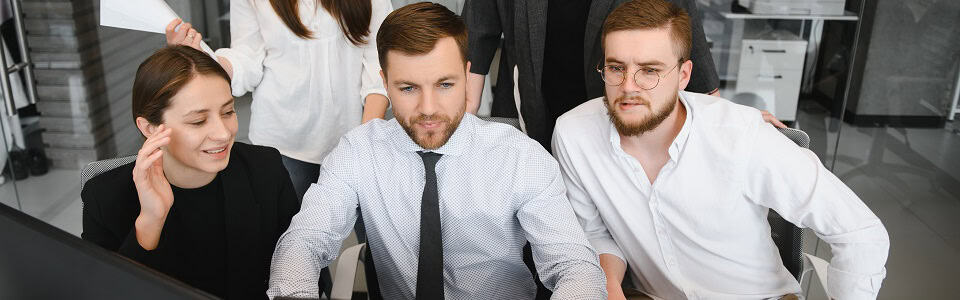 Group of young people in business meeting