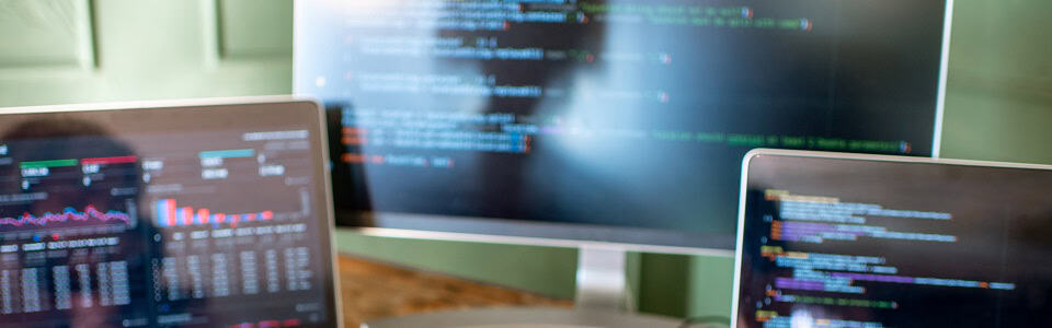 Programmer working with program code